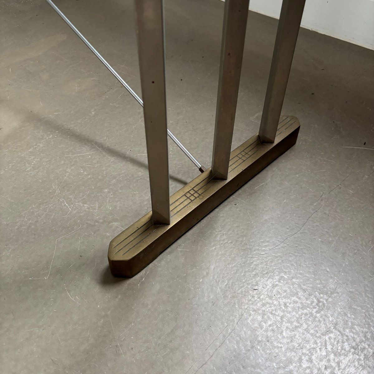 Console Table With Brass Details And Glass Top By Peter Ghyczy, 1970s photo buy