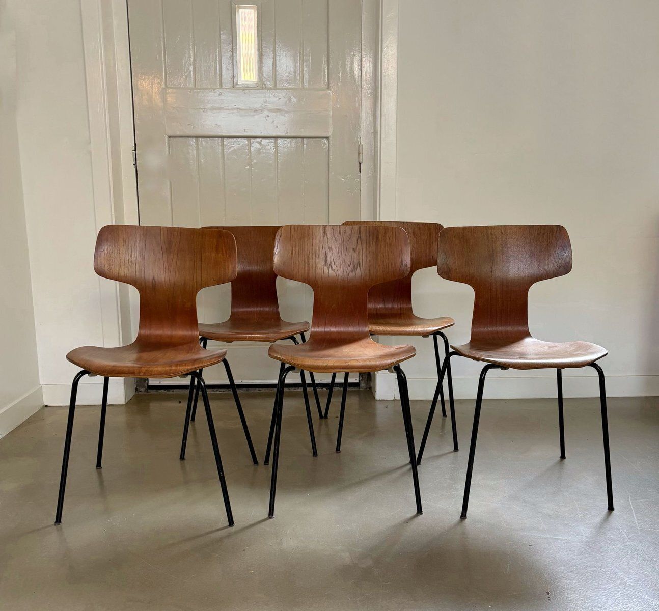 Vintage Hammer Chairs By Arne Jacobsen For Fritz Hansen, 1969, Set Of 5