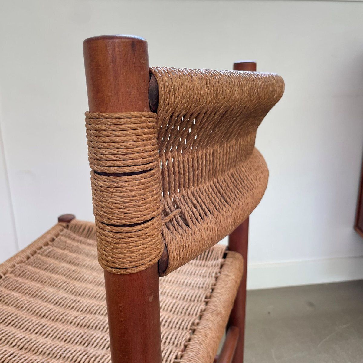Chair With Papercord Seat And Backrest, 1950s photo 429.0