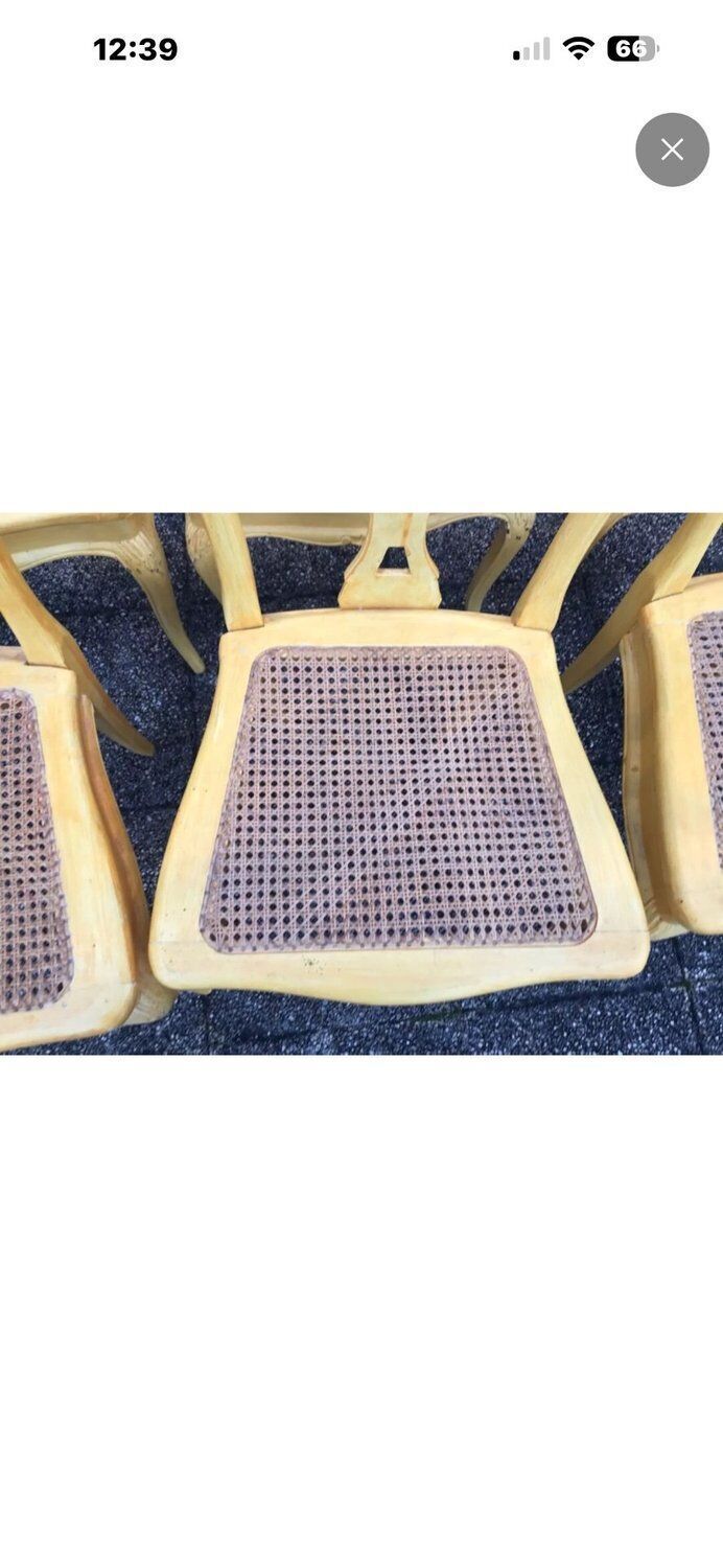 Set Of 6 Cane Chairs In Provençal Louis XV Style Pale Yellow Wood photo 650.0