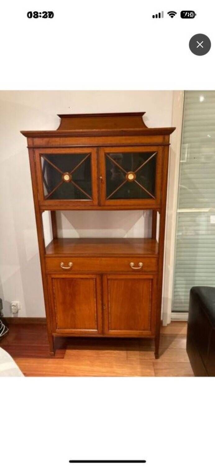 Furniture Elegant Display Cabinet In Directoire Style Made Of Fruitwood, Early 19th Century. photo