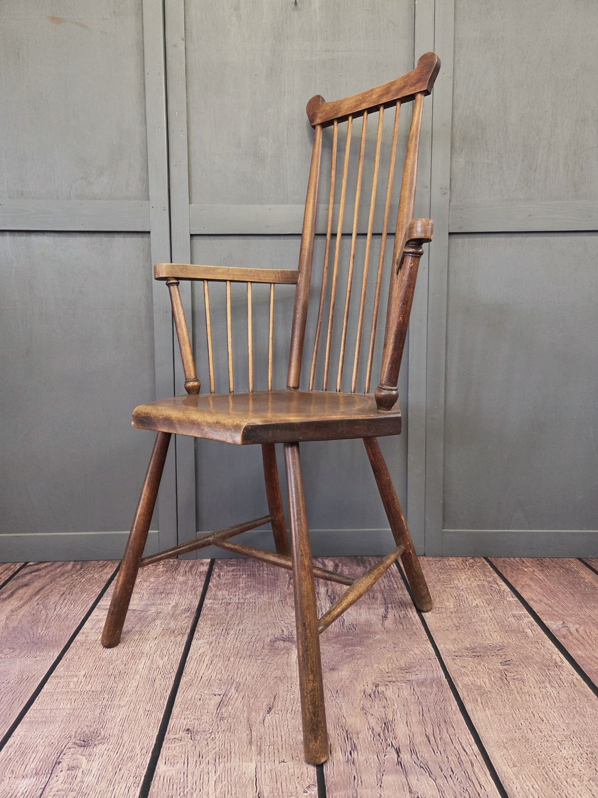 Arts And Crafts Comb Back Beech Armchair   Accredited To Liberty And Co, London photo for sale