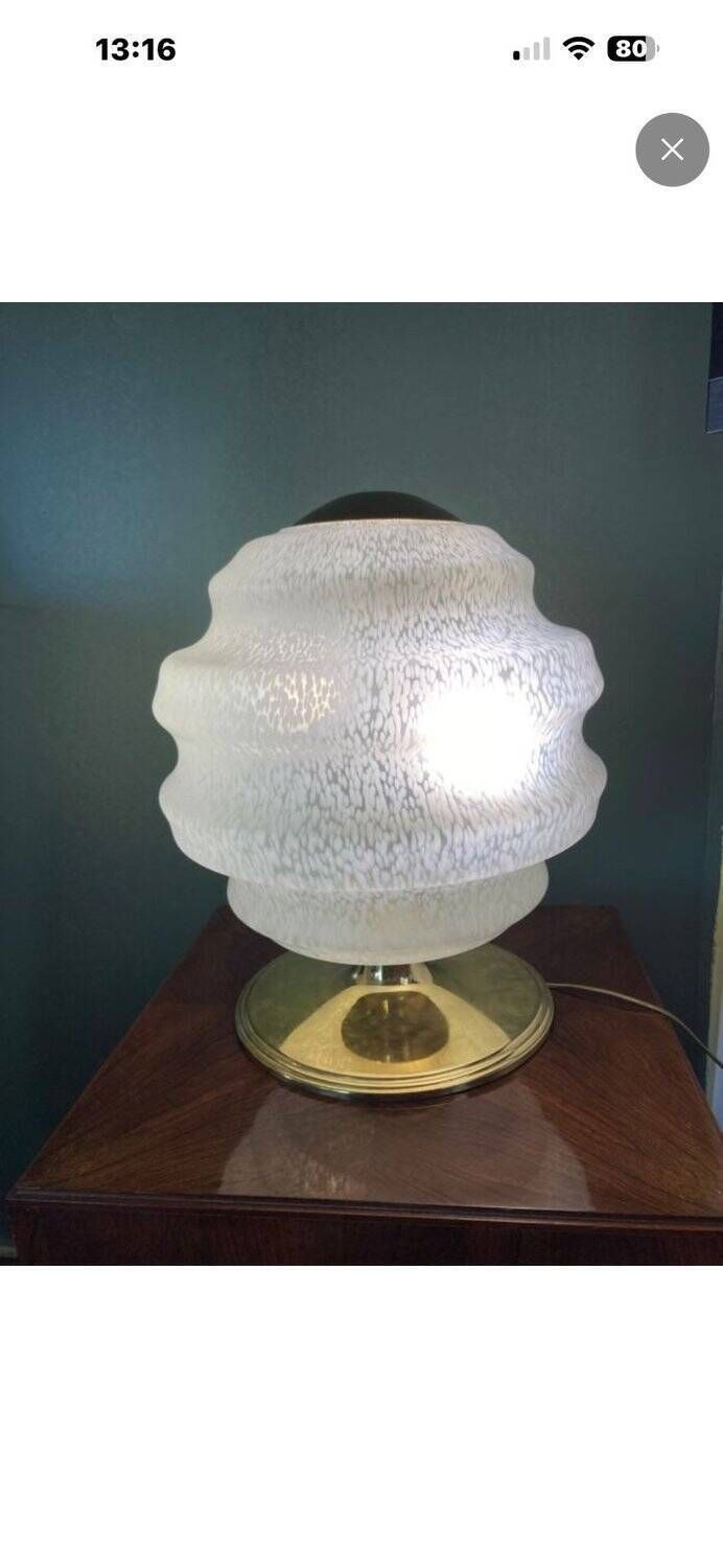 Vintage Table Lamp From Verrerie De Clichy, Speckled Glass And Brass, Years. photo Lighting