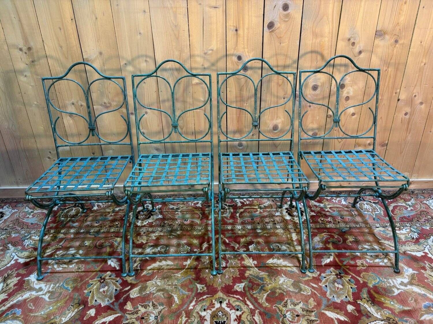 Set Of 4 Metal Garden Chairs photo vinterior