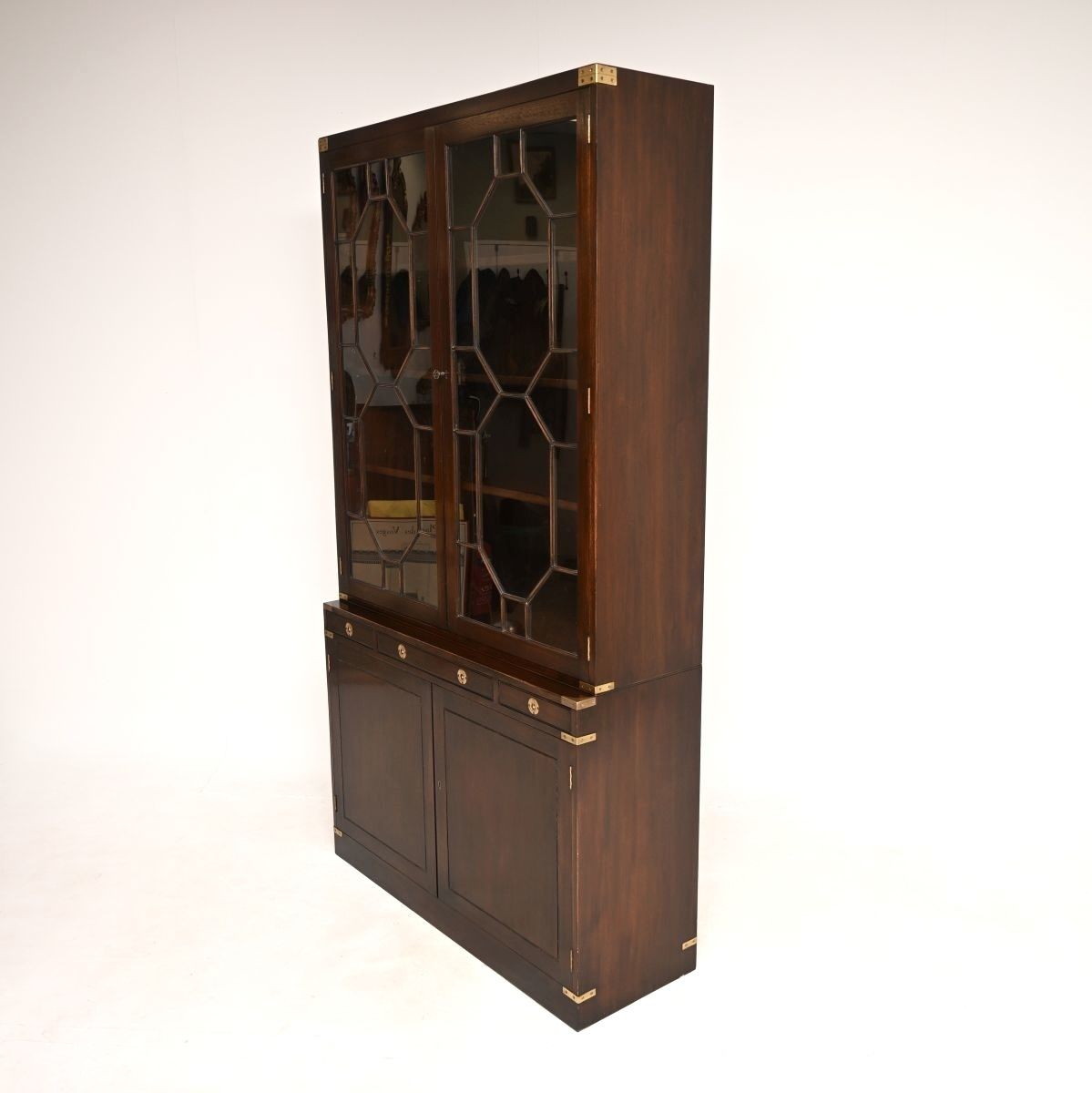 photo furniture Antique Military Campaign Style Mahogany Bookcase