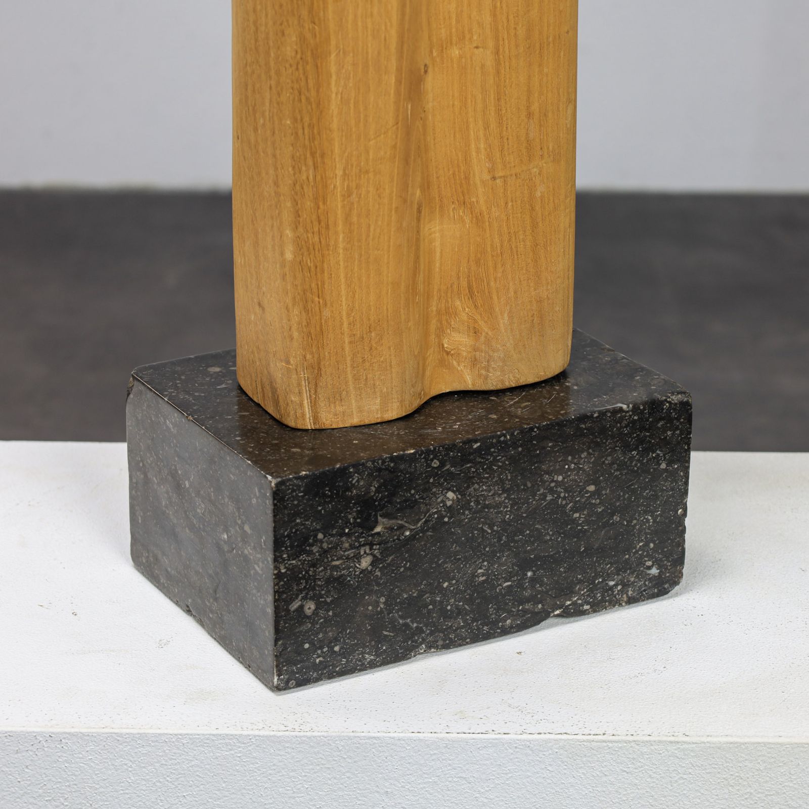 Abstract Biomorphic Sculpture In Carved Wood And Stone, 1970s photo buy