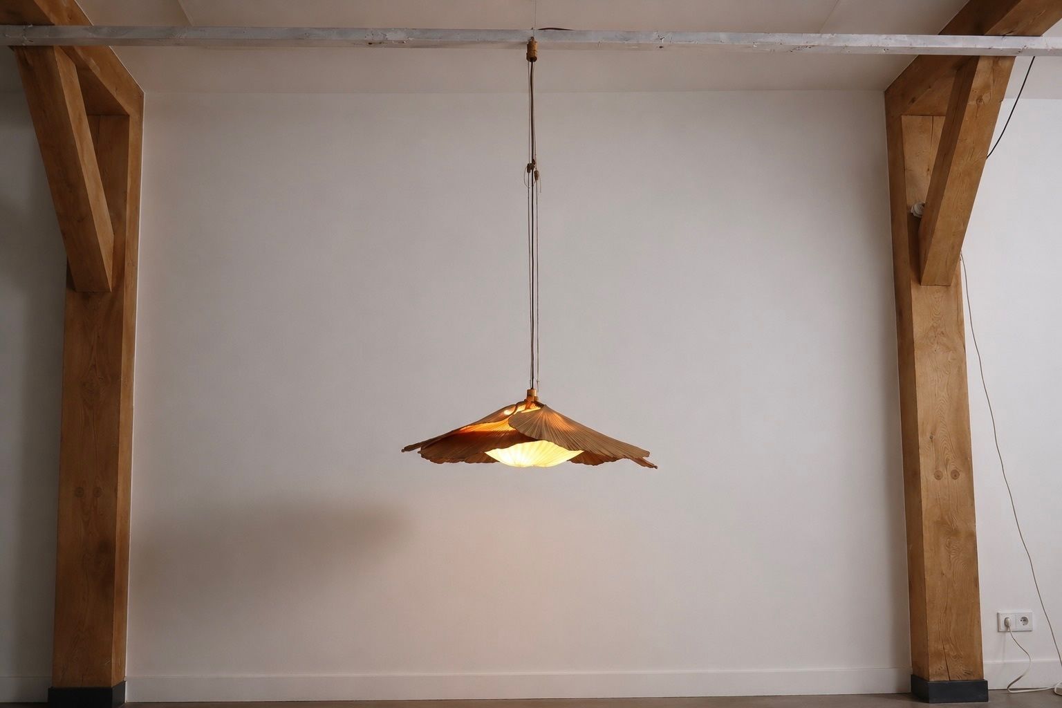 Uchiwa Hana II Chandelier Van Ingo Maurer Voor Design M, Jaren 1970 photo Verlichting