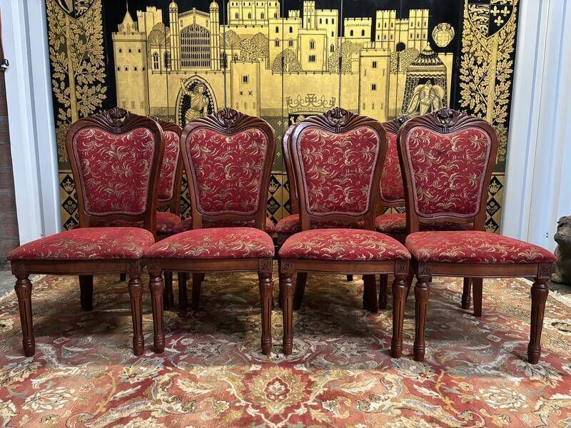 2x8 Wooden And Fabric Chairs photo vintage