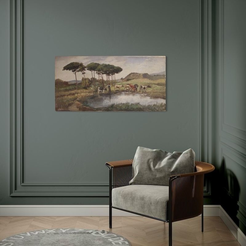 Peinture de paysage bucolique signée Giron, début du XXe siècle photo buy