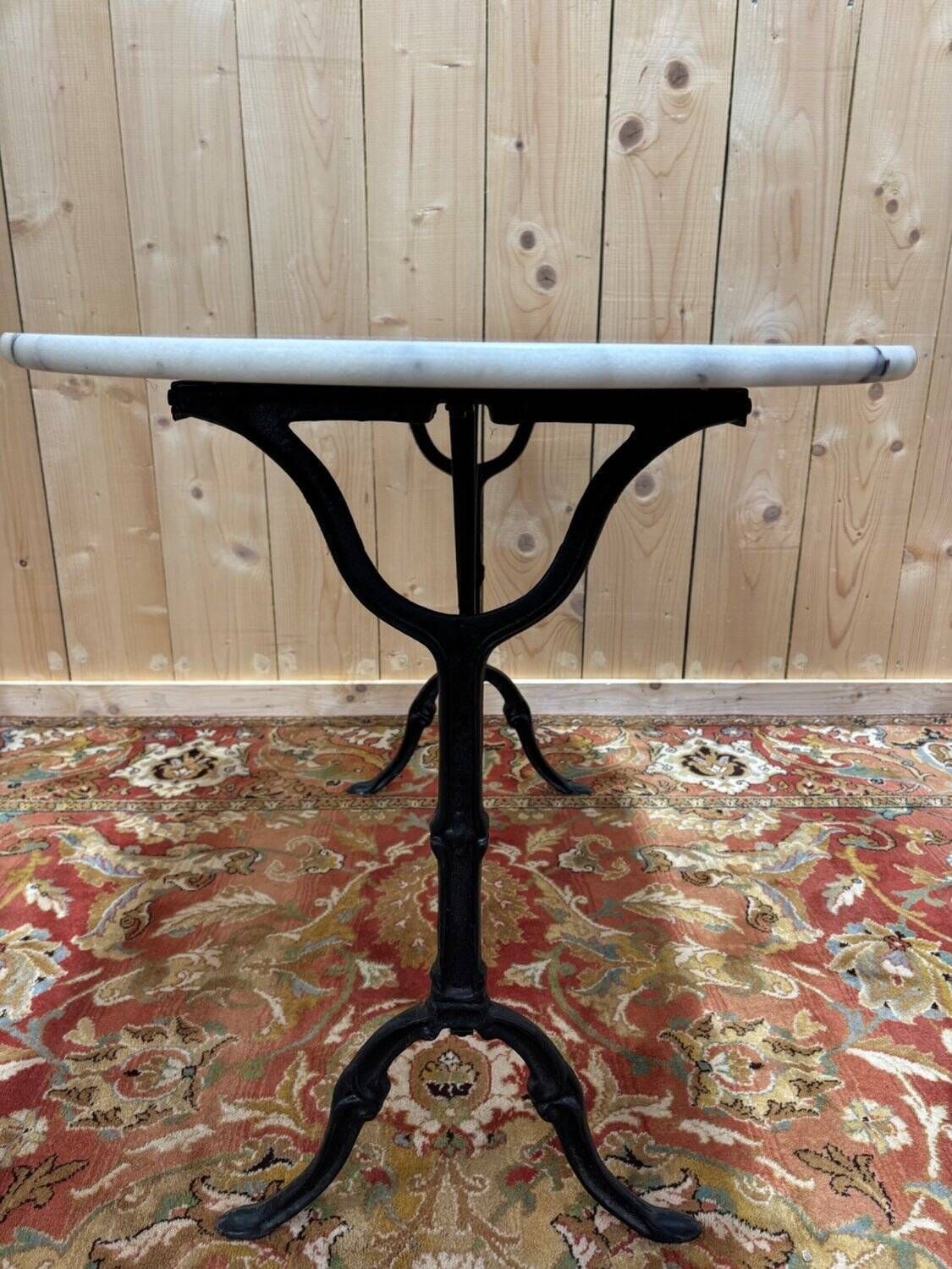 Authentic Bistro Table With White Marble And Cast Iron From The Early 20th Century. photo vinterior