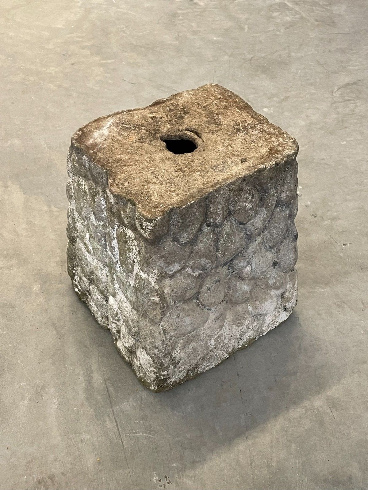 photo buy Vintage Circa 1970s Mid Century Pair Of Weathered Cast Stone Square Planter Pots