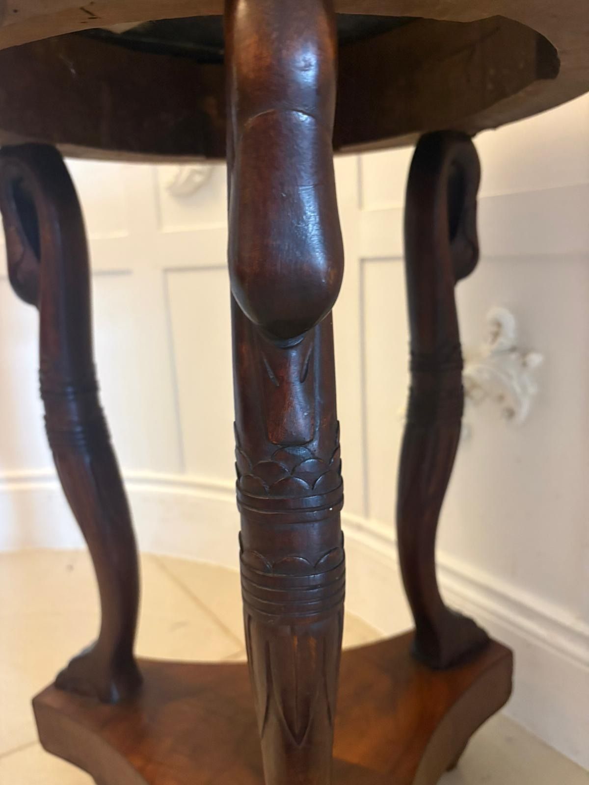 3995.0 Antique 19th Century Specimen Marble Top Centre Table Mahogany Swan Support photo