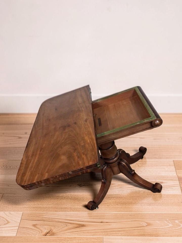 19th Century Antique Mahogany Fold Over Tea Table Or Use For Card Games Table photo buy