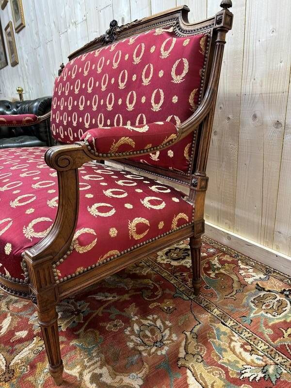 Louis XVI Style Bench In Burgundy Fabric photo buy