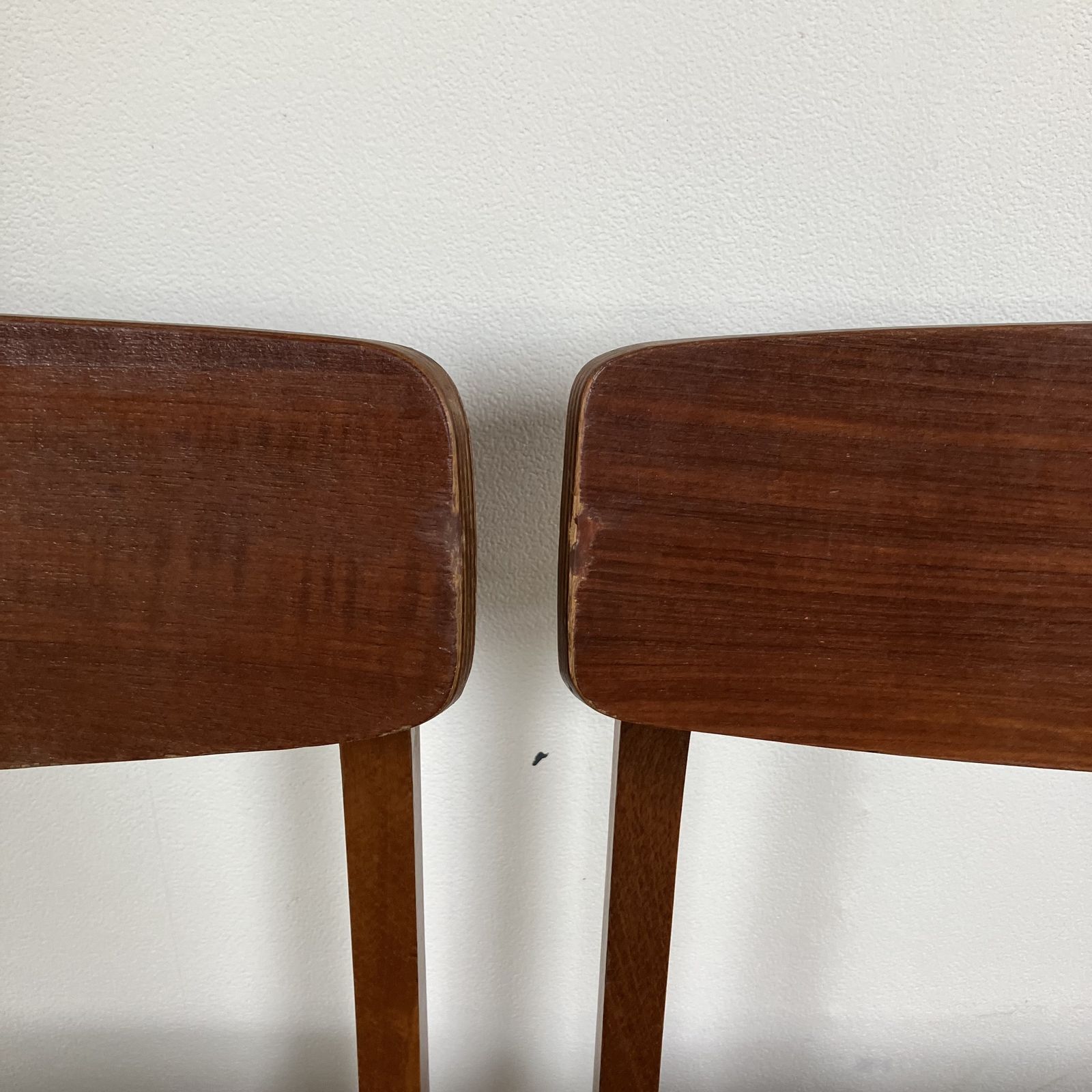 photo furniture Mid Century Teak Dining Chairs By Ligna Of Czechoslovakia: Butterfly Backs, Reupholstered Black Vinyl Leatherette, Set Of 4, 1960's