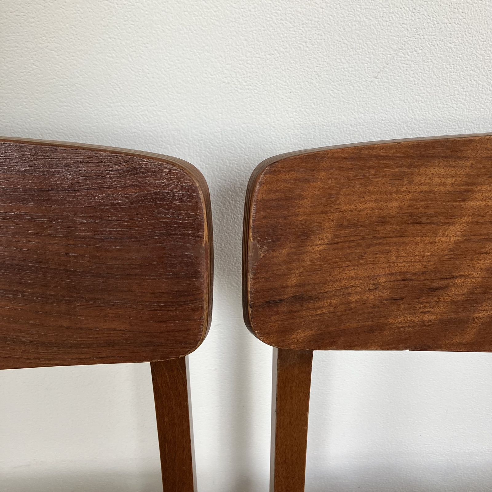 photo for sale Mid Century Teak Dining Chairs By Ligna Of Czechoslovakia: Butterfly Backs, Reupholstered Black Vinyl Leatherette, Set Of 4, 1960's