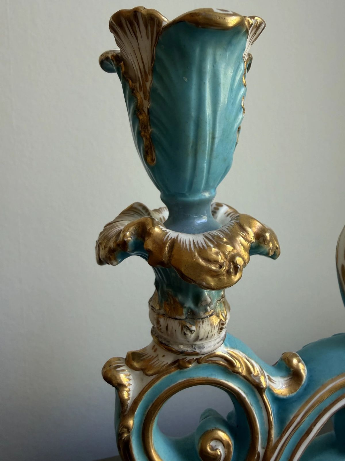 Early 19th Century Porcelain Candelabrum, Attributed To Coalport photo vinterior