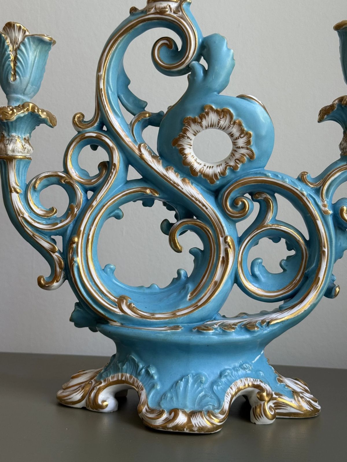Early 19th Century Porcelain Candelabrum, Attributed To Coalport photo vintage