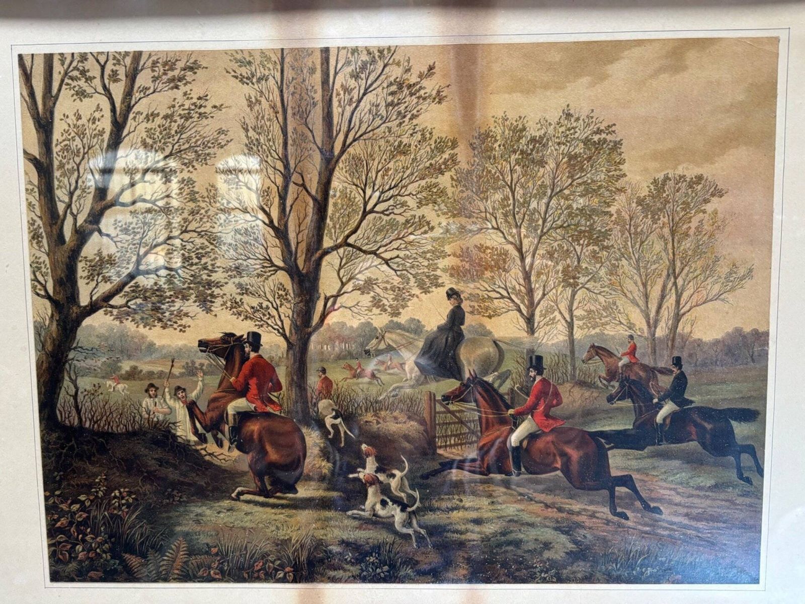 2 Framed Hunting Scenes photo Art