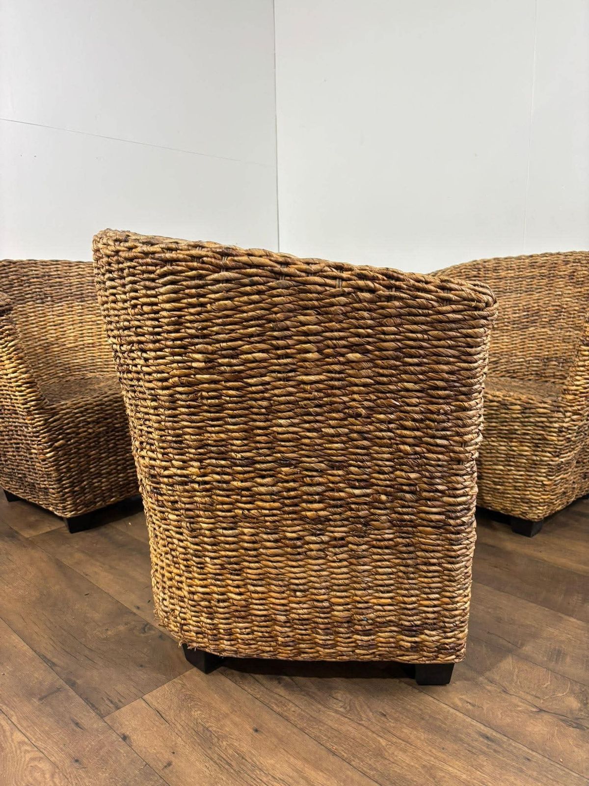 Set Of Four Hand Woven Abaca Fibre Tub Chairs photo furniture