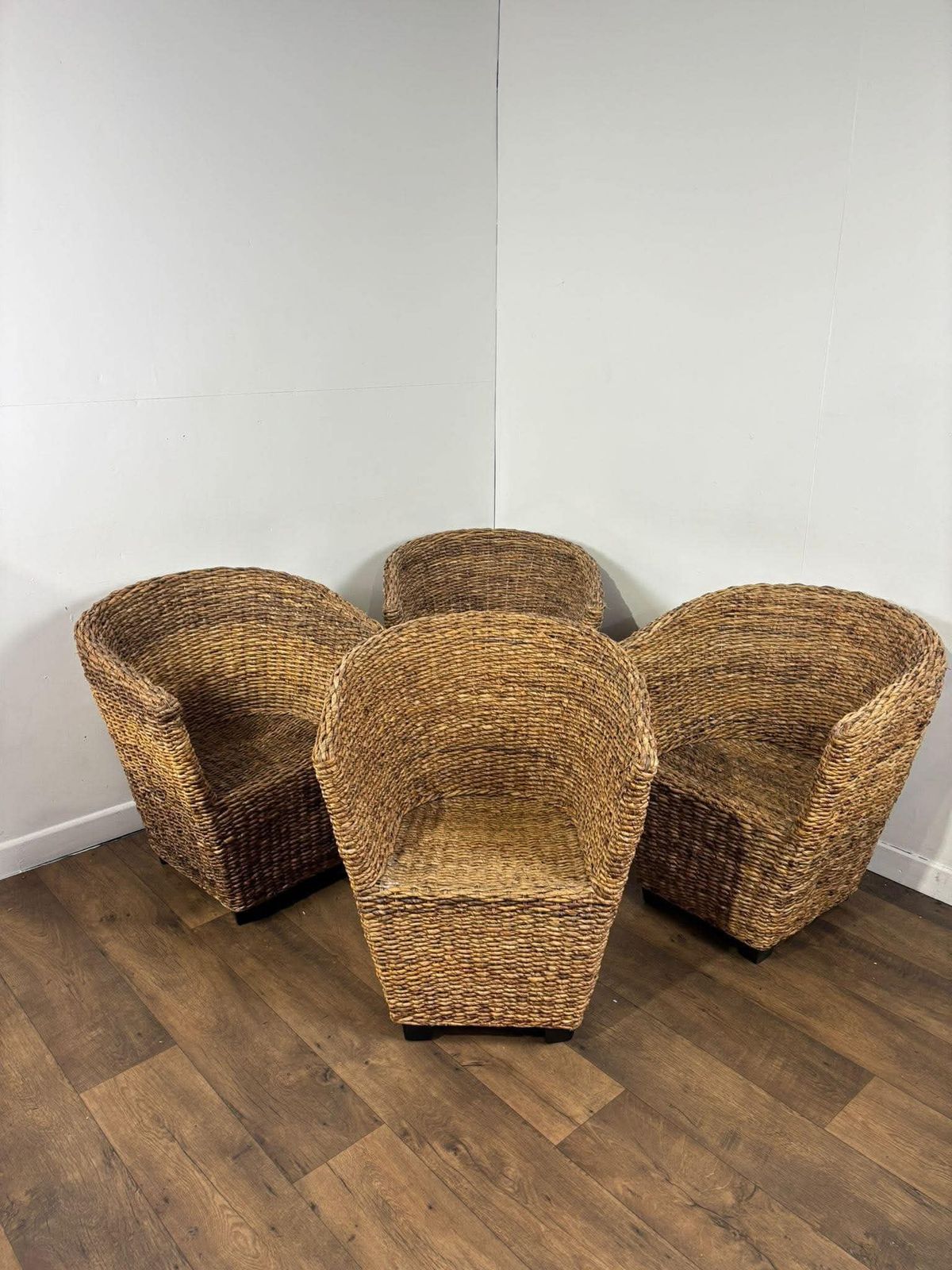 photo for sale Set Of Four Hand Woven Abaca Fibre Tub Chairs