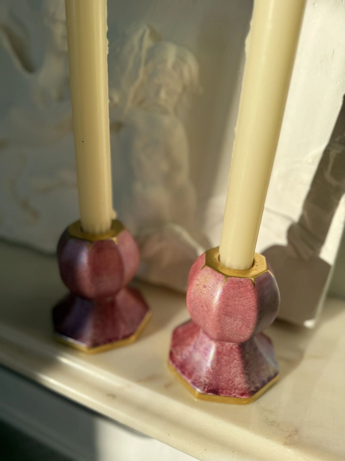 Midcentury Pink Porcelaine Candle Holders photo Home Decor