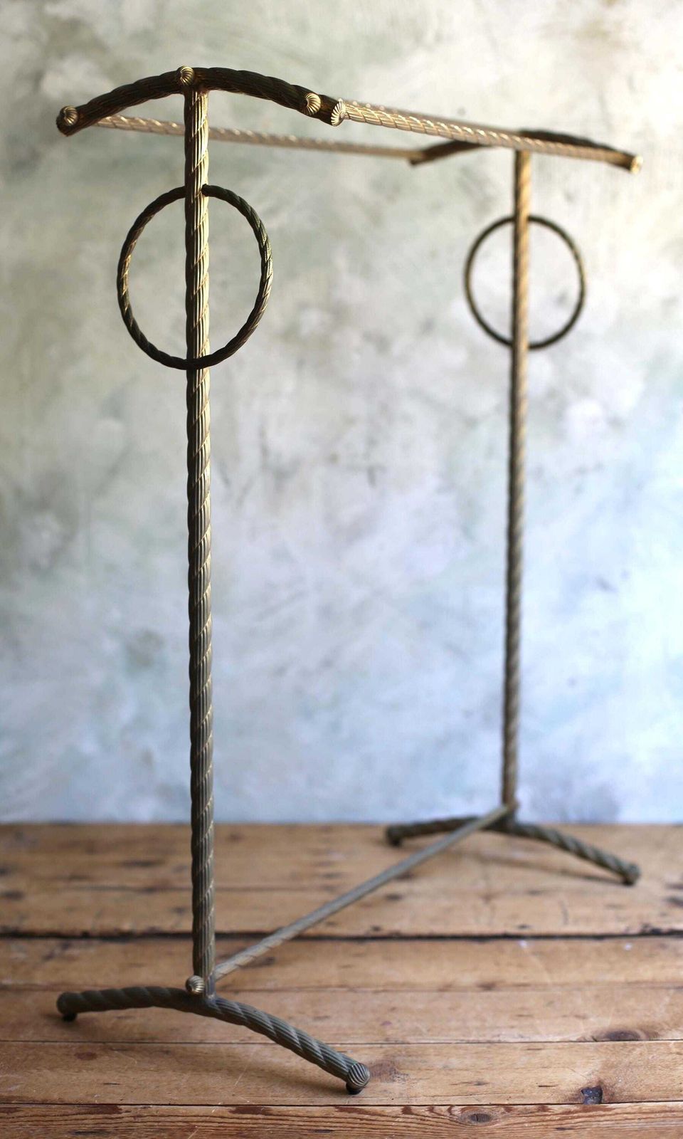 Antique Italian Gilt Rope Twist Towel Rail Stand Mid Century