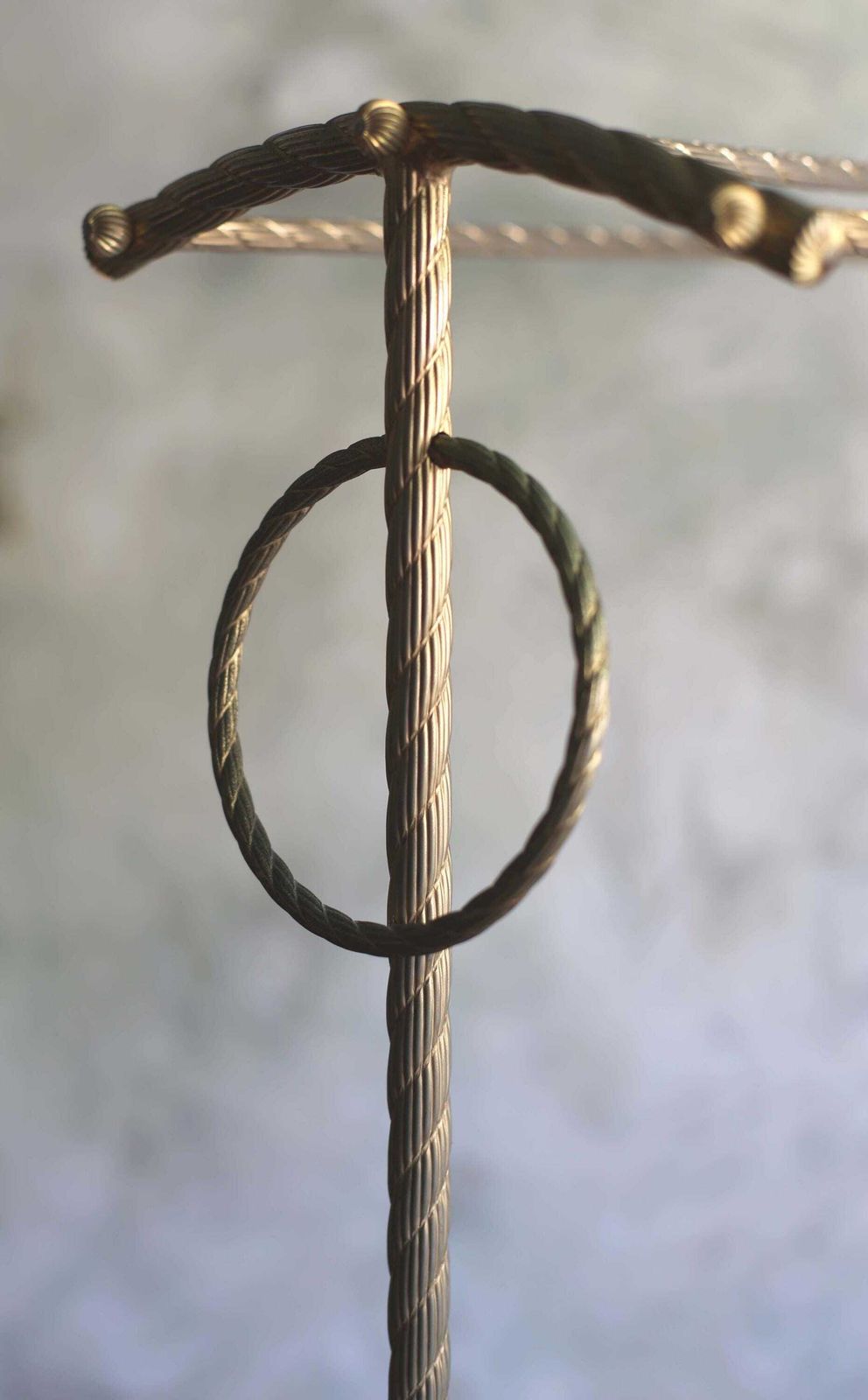 photo for sale Antique Italian Gilt Rope Twist Towel Rail Stand Mid Century