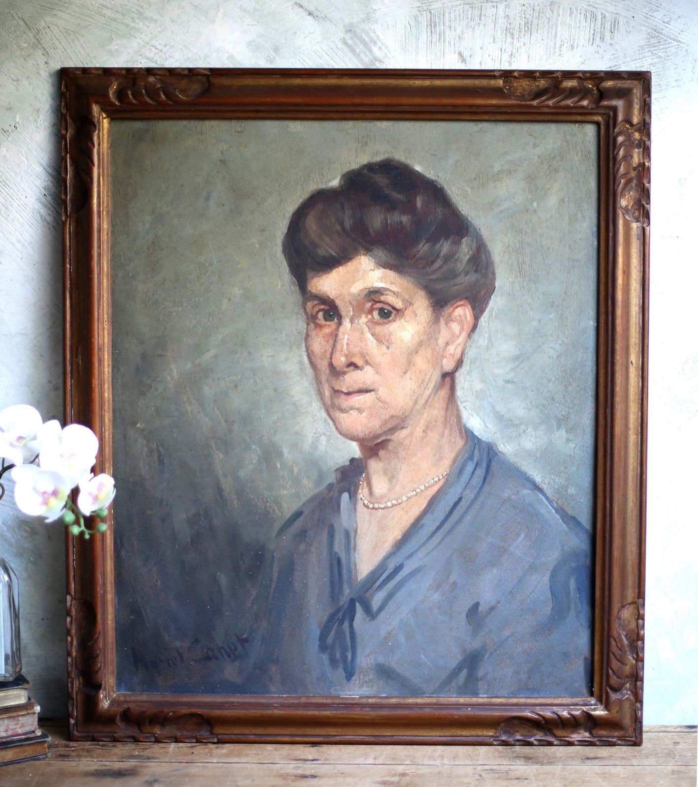 Antique Portrait By Marcel Canet Painting Of A Lady Framed Picture Woman photo 530.0