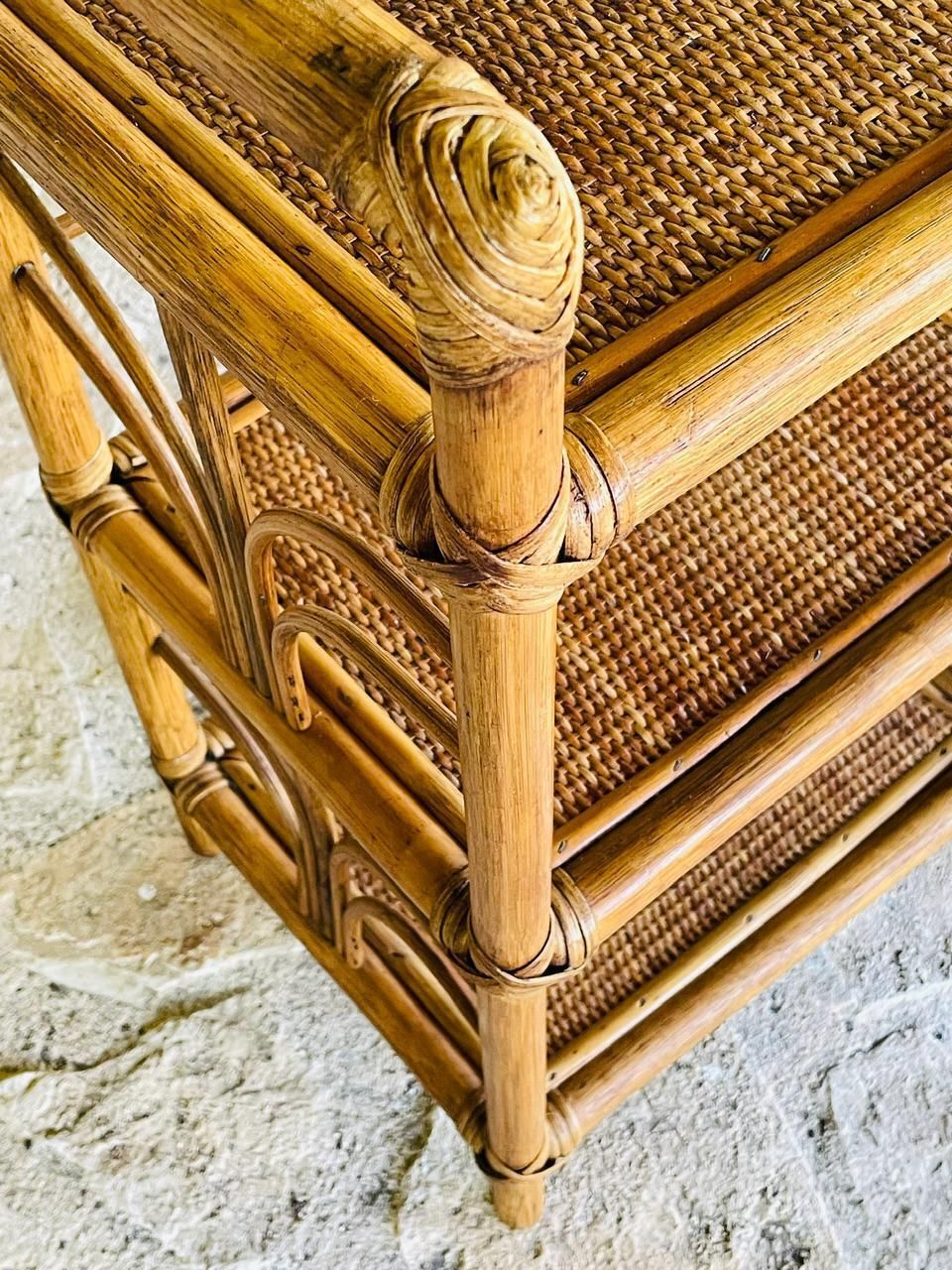 Vintage Bamboo And Rattan 3 Tier Shelf , 1970s photo vintage