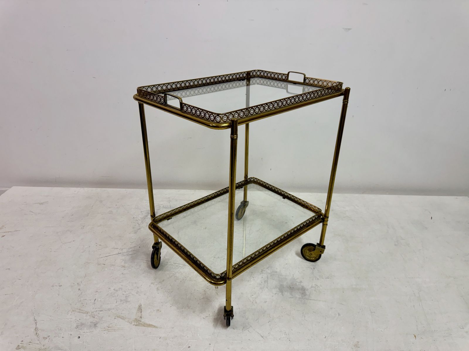 1960s French Brass Drinks Trolley Or Bar Cart photo furniture