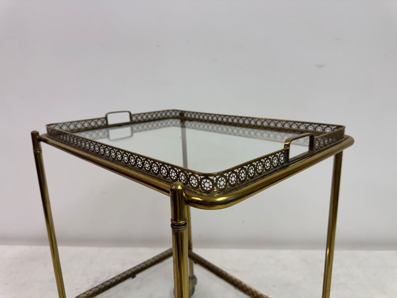 photo furniture 1960s French Brass Drinks Trolley Or Bar Cart