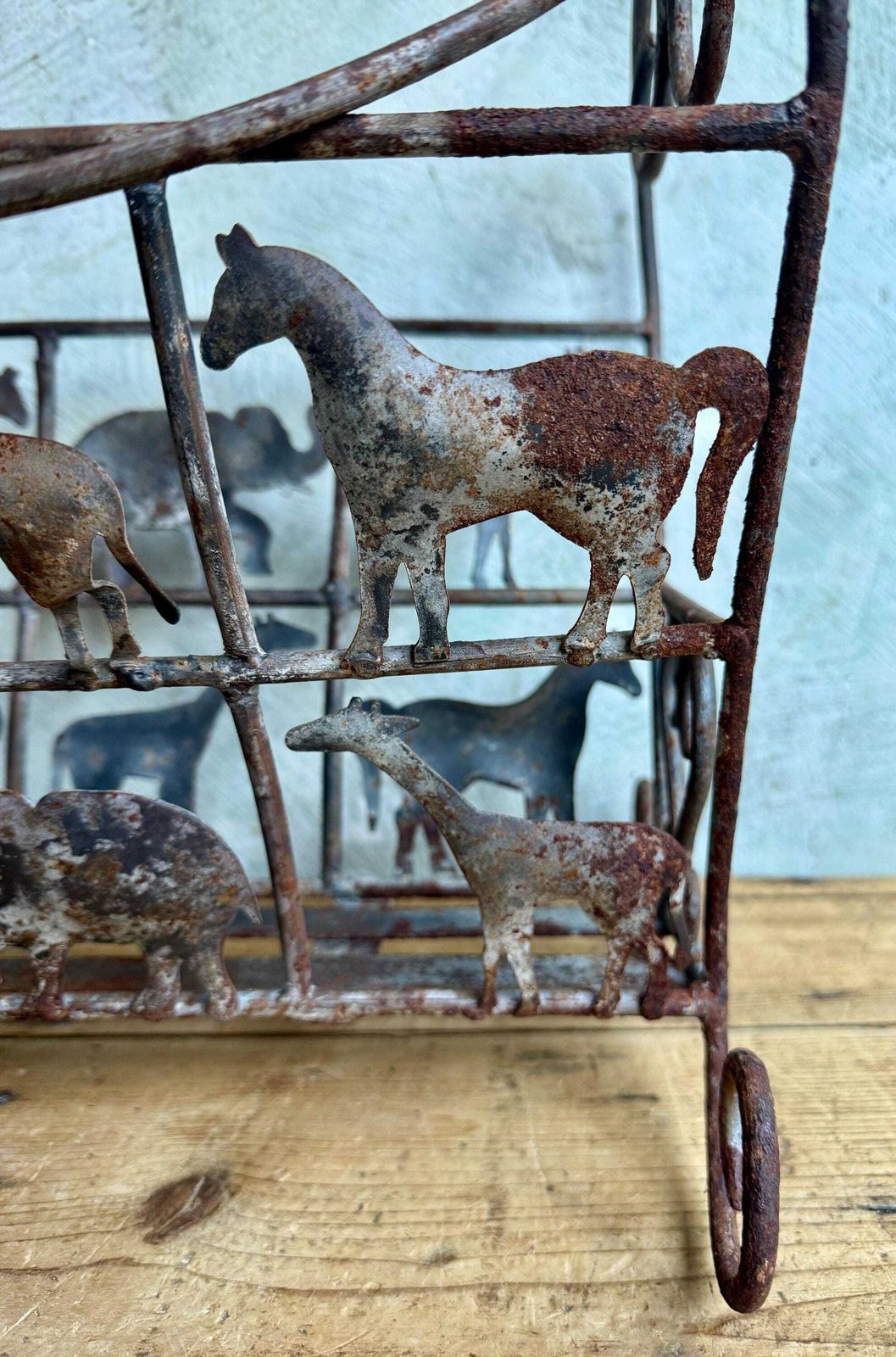 photo furniture Animal Magazine Rack Jean Touret Rusty Wrought Iron 1950s Brutalism