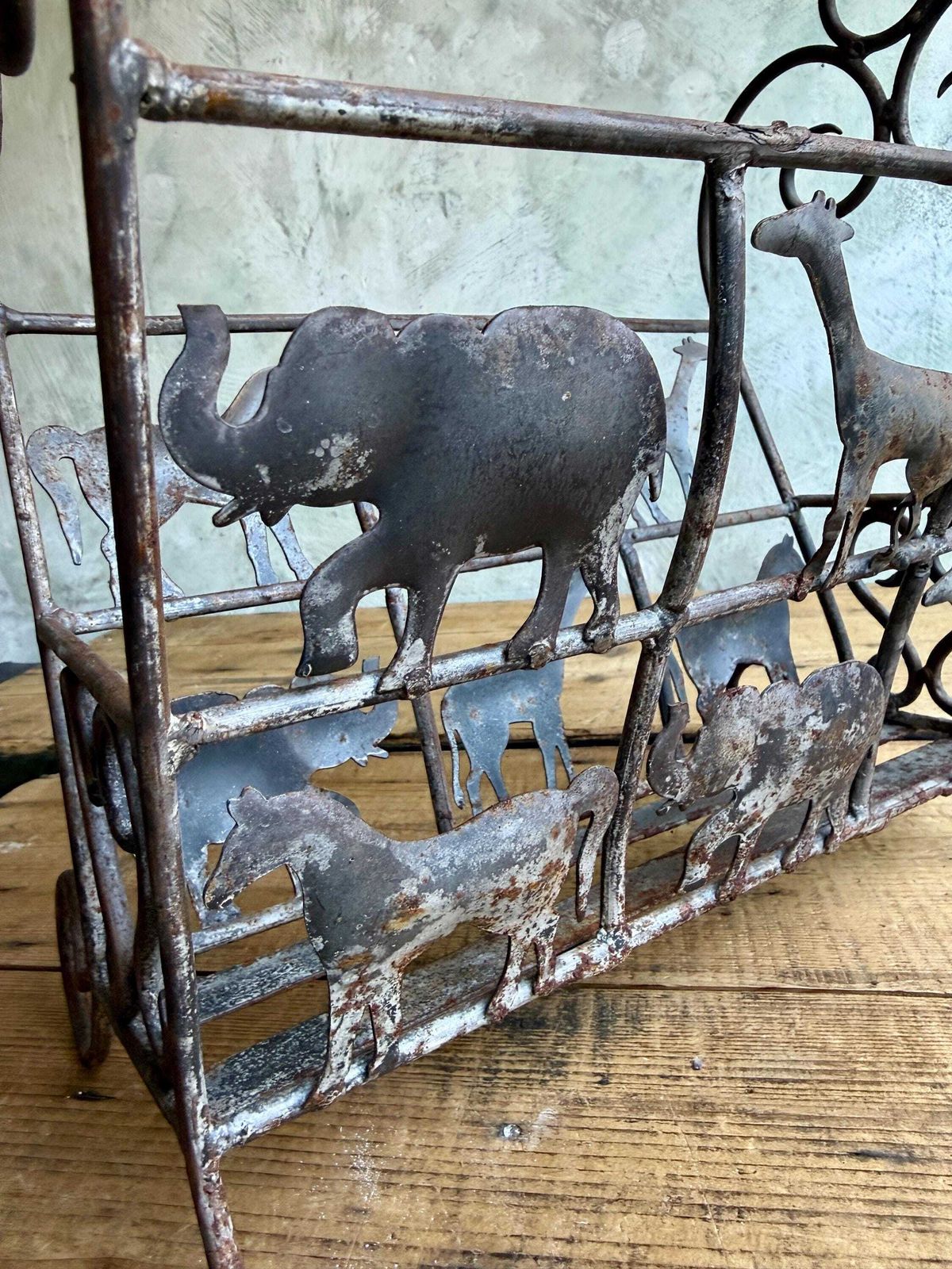 photo for sale Animal Magazine Rack Jean Touret Rusty Wrought Iron 1950s Brutalism