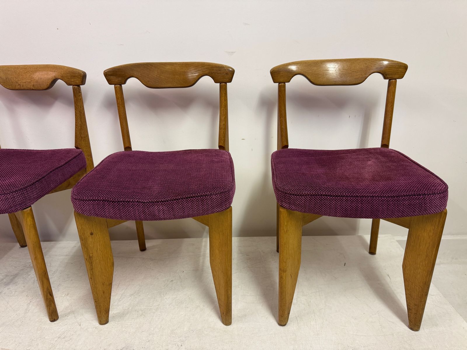 Set Of Four Mid Century Oak Dining Chairs By Guillerme Et Chambron photo Furniture