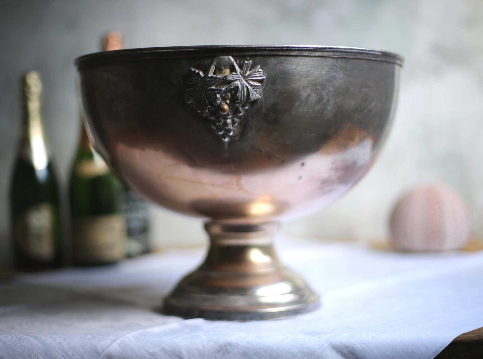 440.0 Large Antique Bricout Champagne Bath Silver Plate Ice Bucket French Wine Cooler photo