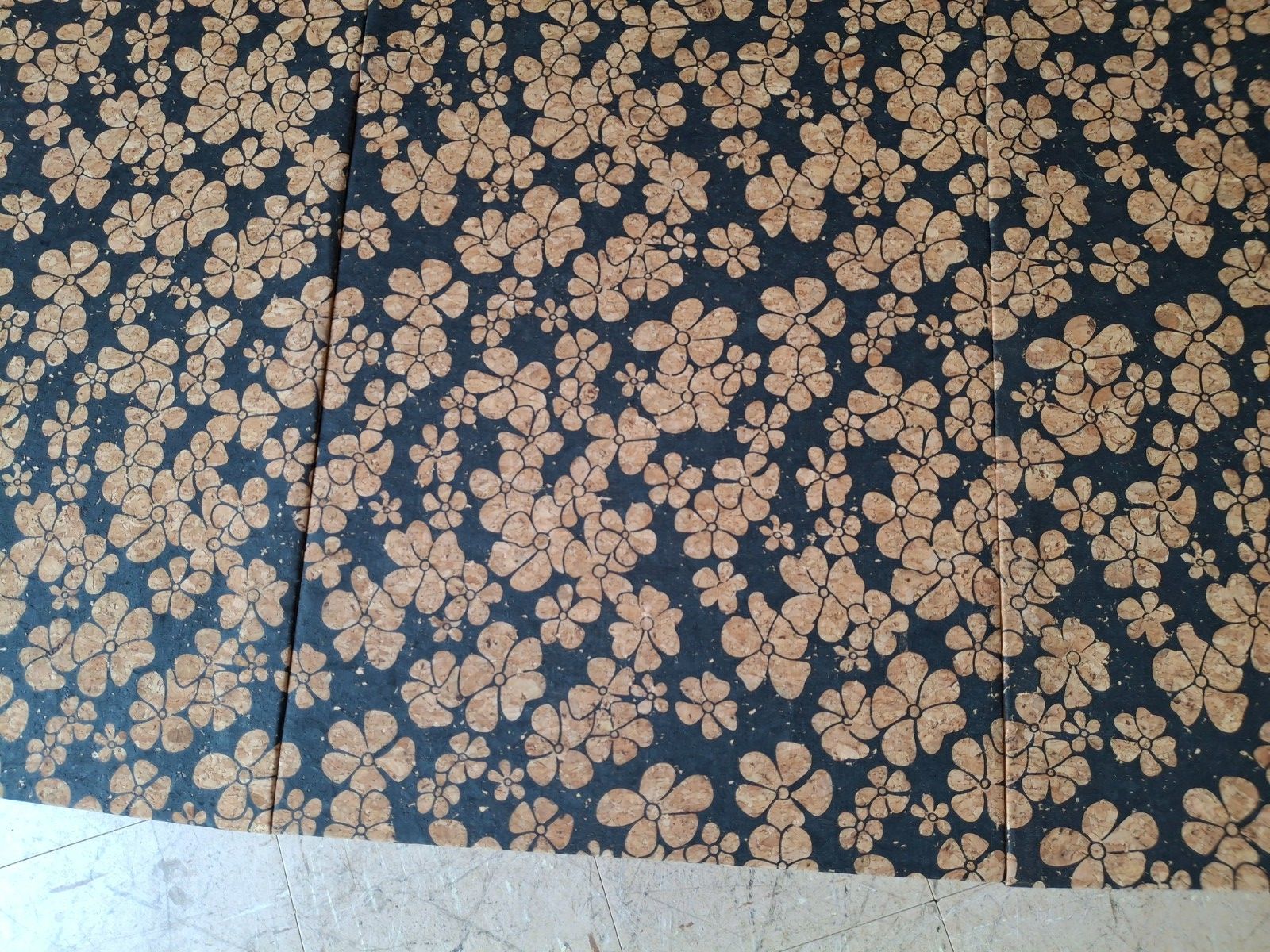 Fab Vintage Mid Century Sewing Box Side Storage Table Black Floral Cork Leather photo Furniture