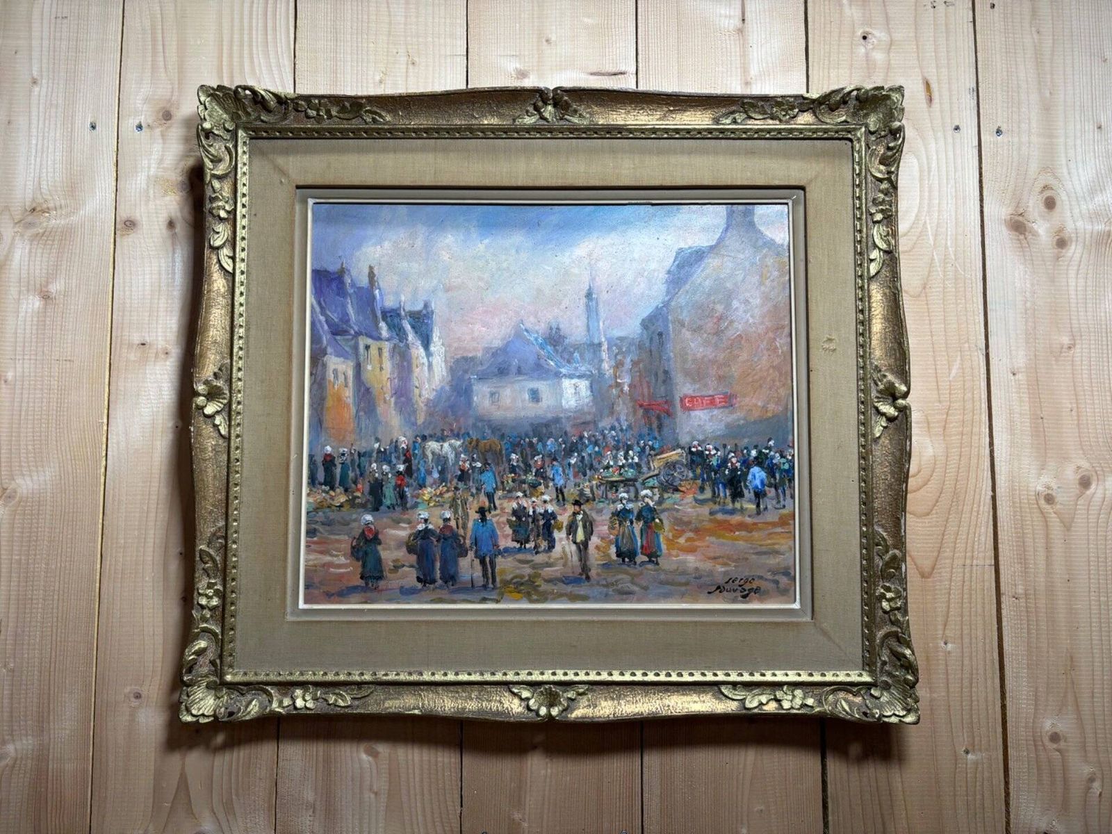 Oil By Serge Sauvage, Breton Market photo for sale