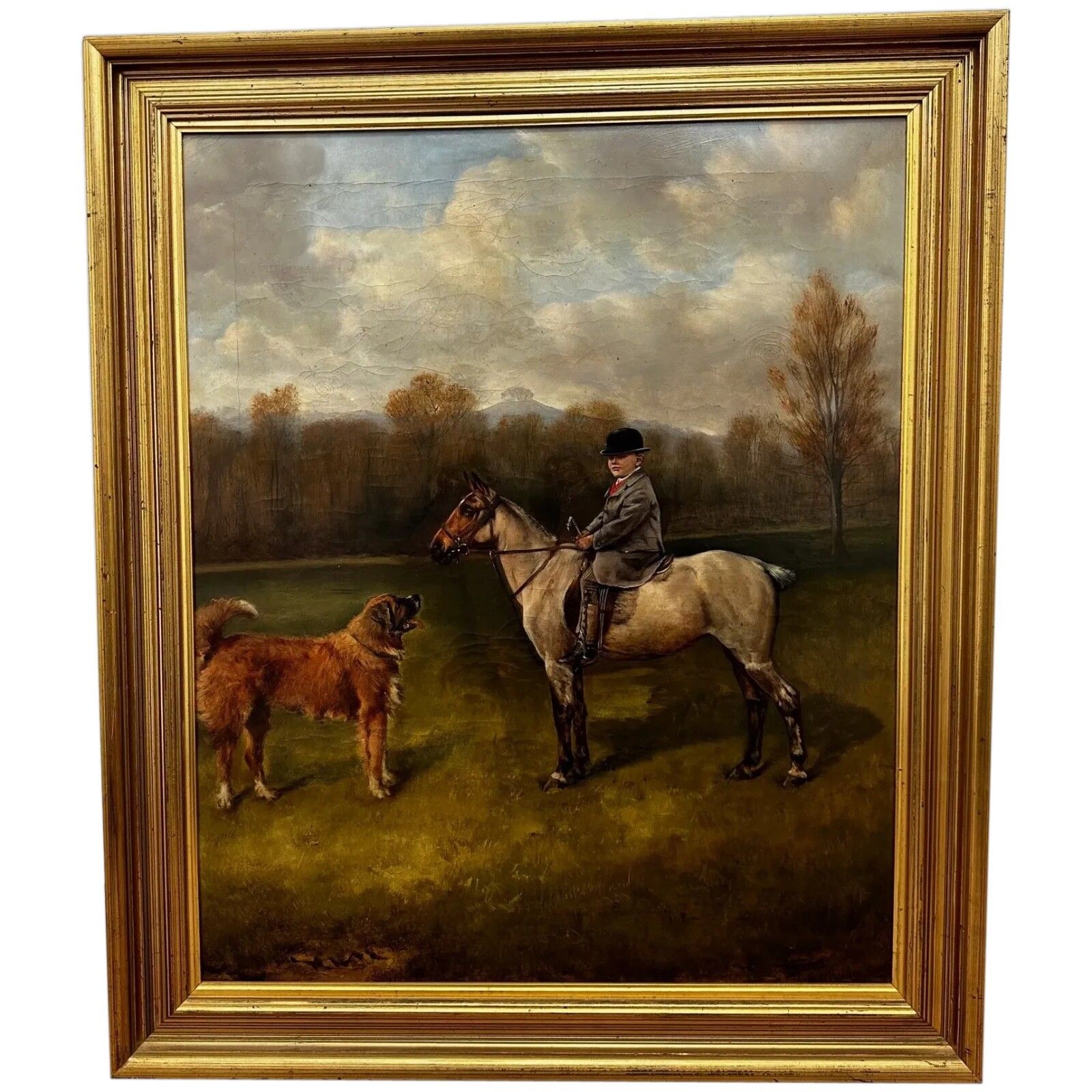 Victorian Oil Painting Francis James Fry Aged 5 Riding Pony With Attendant Dog By John Alfred Wheeler