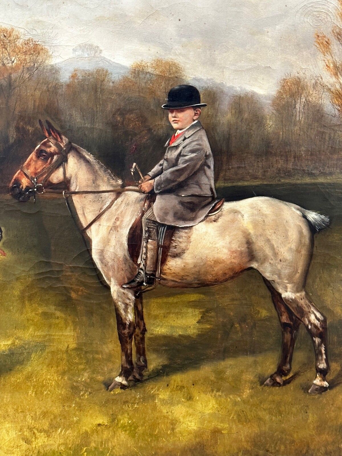 Victoriaans olieverfportret Francis James Fry Aged 5 Riding Pony With Attendant Dog door John Alfred Wheeler photo for sale