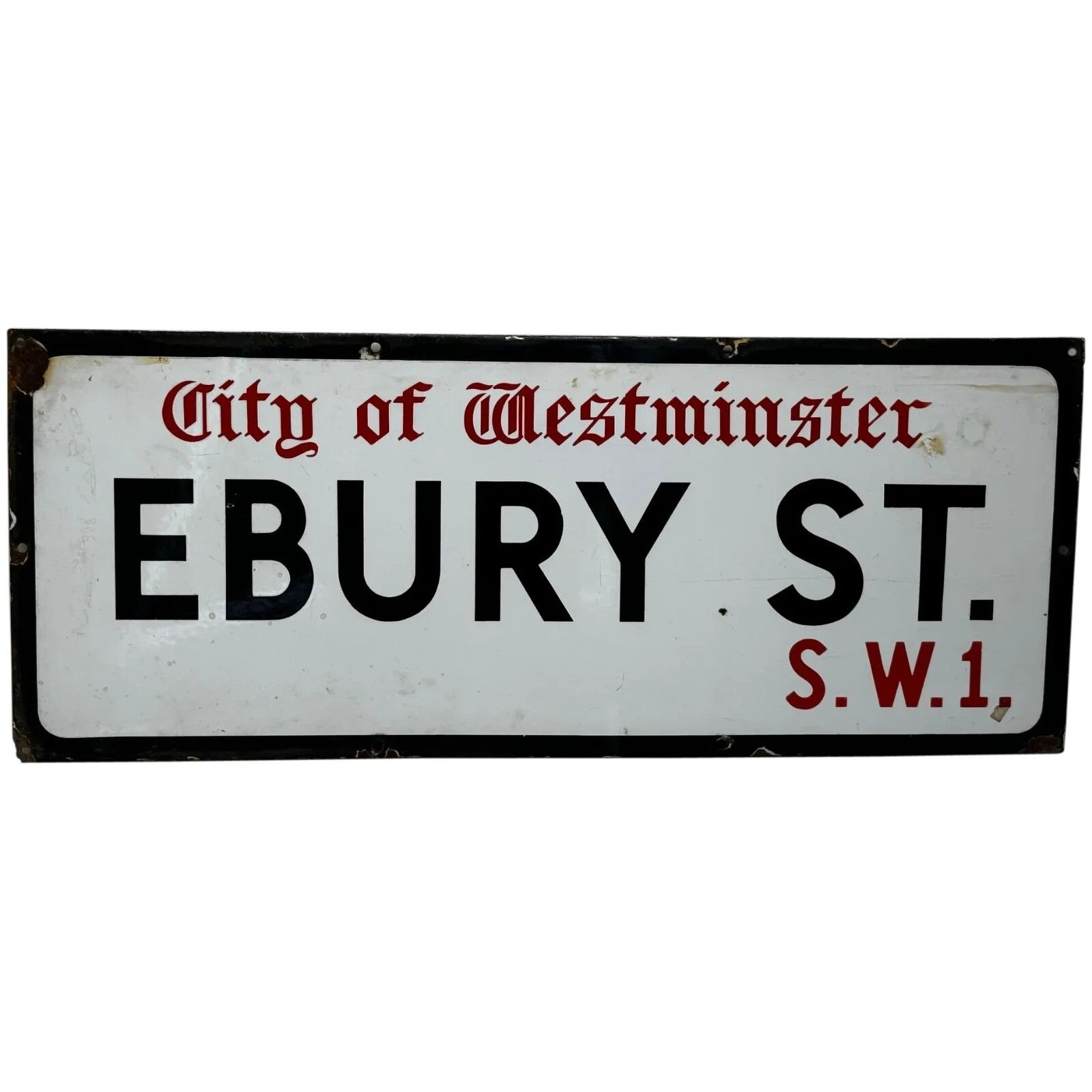 Mid Century Enamel London Road Sign City Of Westminster Ebury Street Belgravia S.W.1