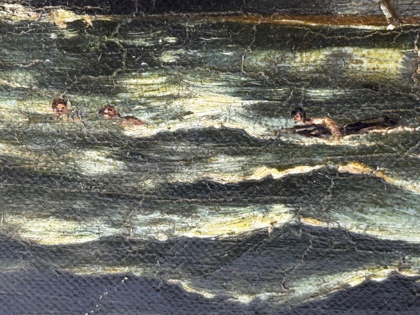 photo vinterior 19e-eeuws olieschilderij, zinken van HMS Bombay