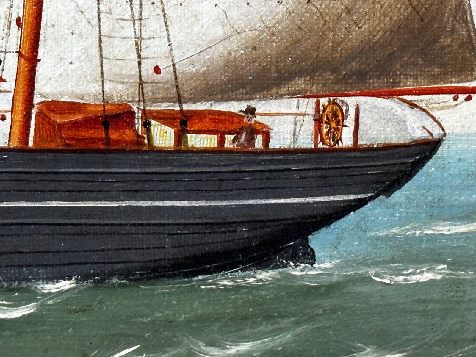 photo buy French Victorian Oil Painting Marine Barquentine Ship Charles James Off Dunkirk Signed By Henri Versailles