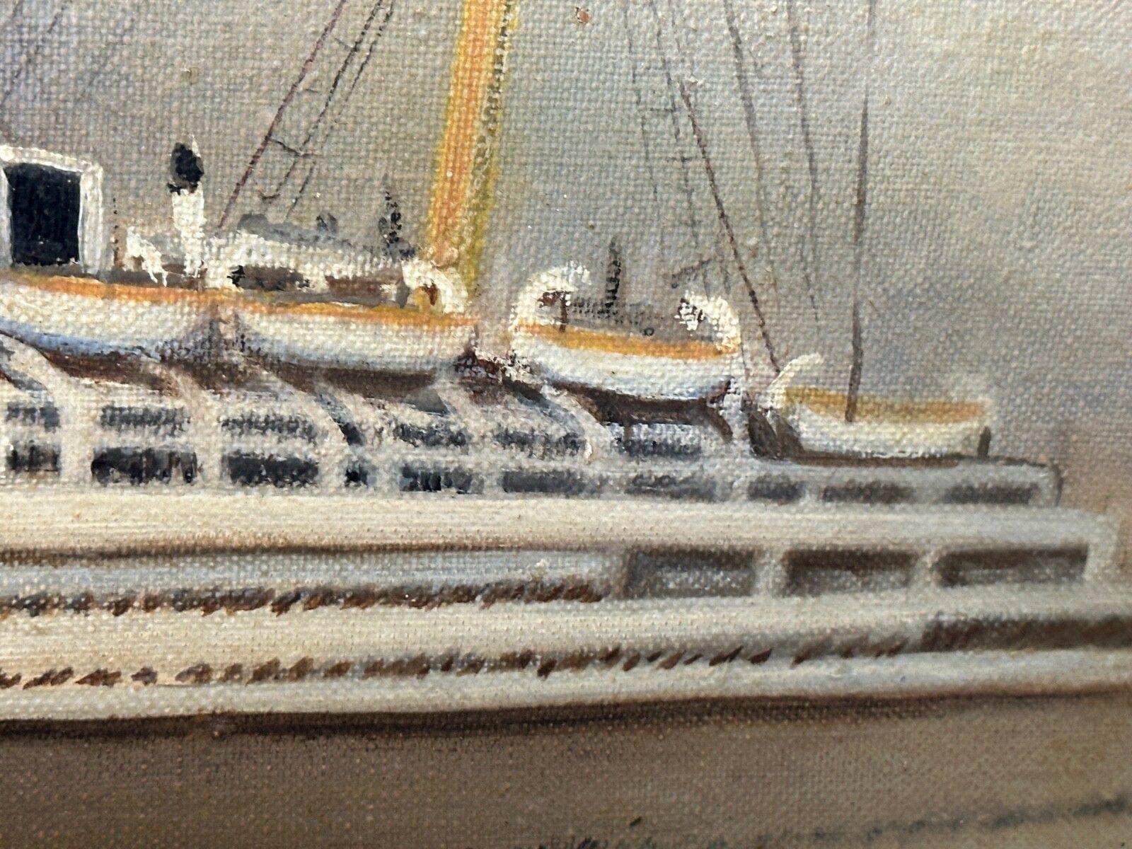 photo buy Mid Century Oil Painting Rms Queen Mary Ocean Liner Ship After Antonio Nicolo Gasparo Jacobsen