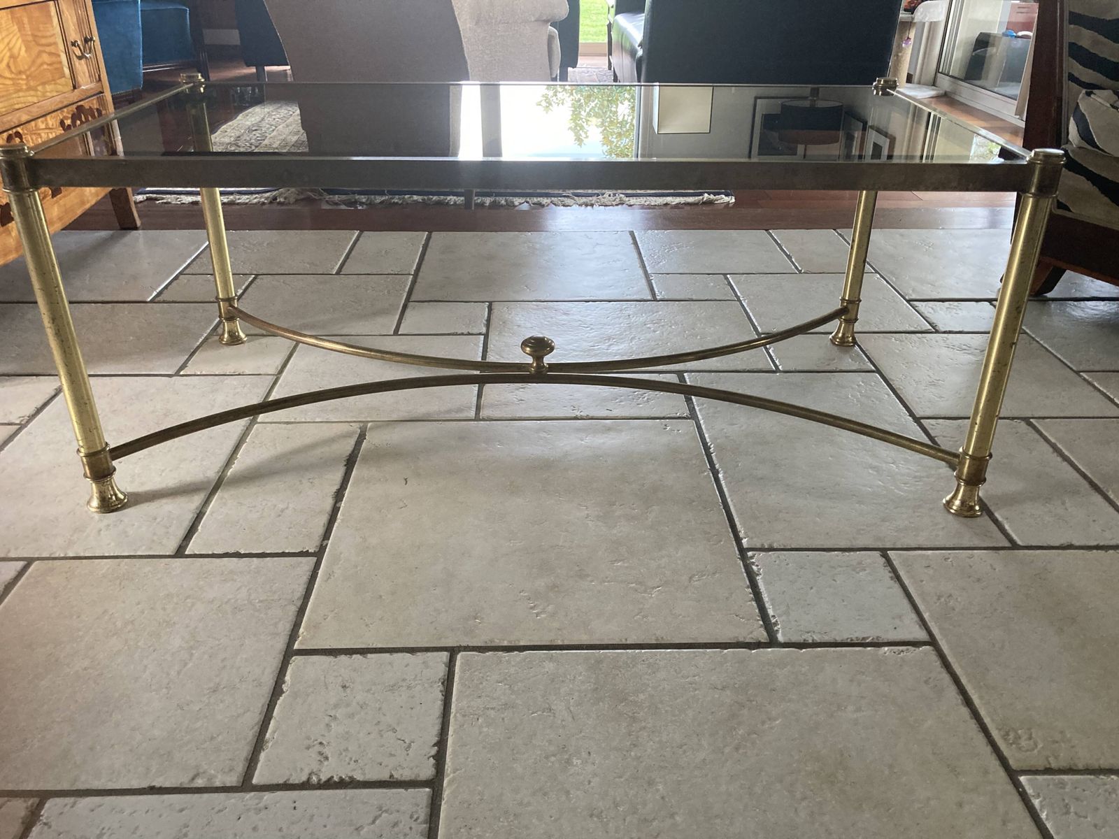 Coffee Table In Glass And Gold Metal photo buy