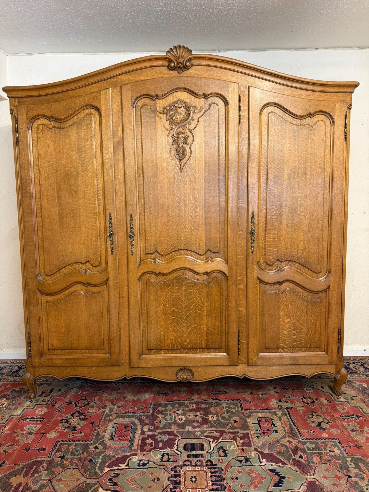 Quality French Oak Three Door Armoire/Wardrobe Circa 1950 photo for sale