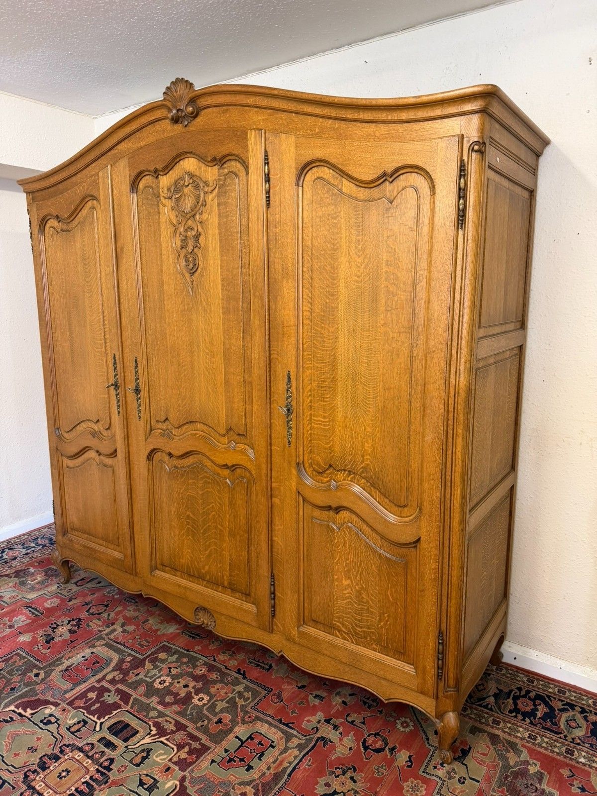 Quality French Oak Three Door Armoire/Wardrobe Circa 1950 photo Furniture