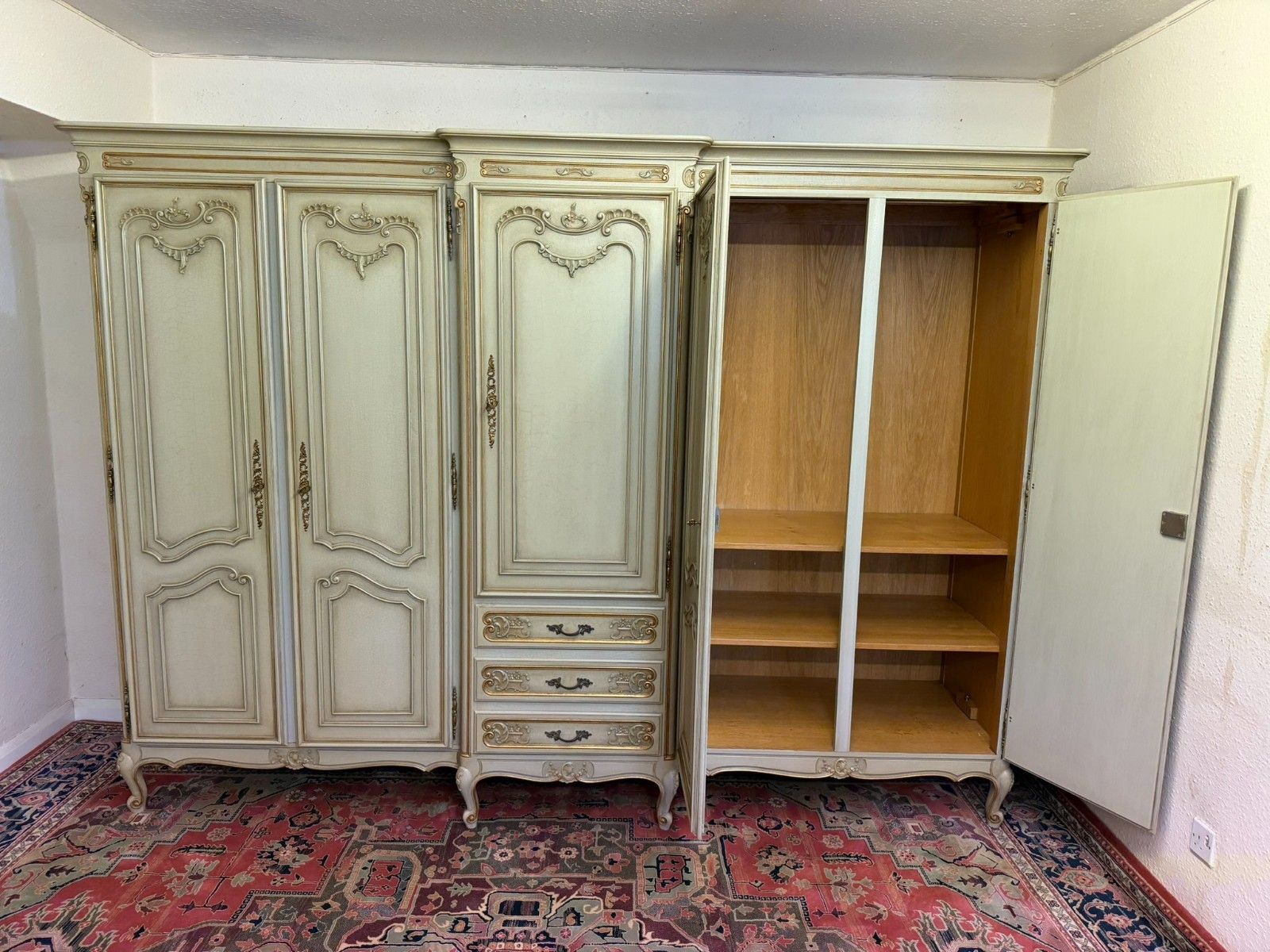 Furniture Stunning French Rococo Style Five Door Carved Armoire/Wardrobe photo