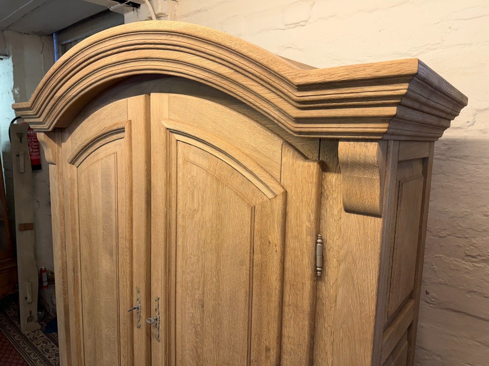 French Bleached Country Oak Armoire/Housekeepers Cupboard Circa Board Circa 1930 photo vintage