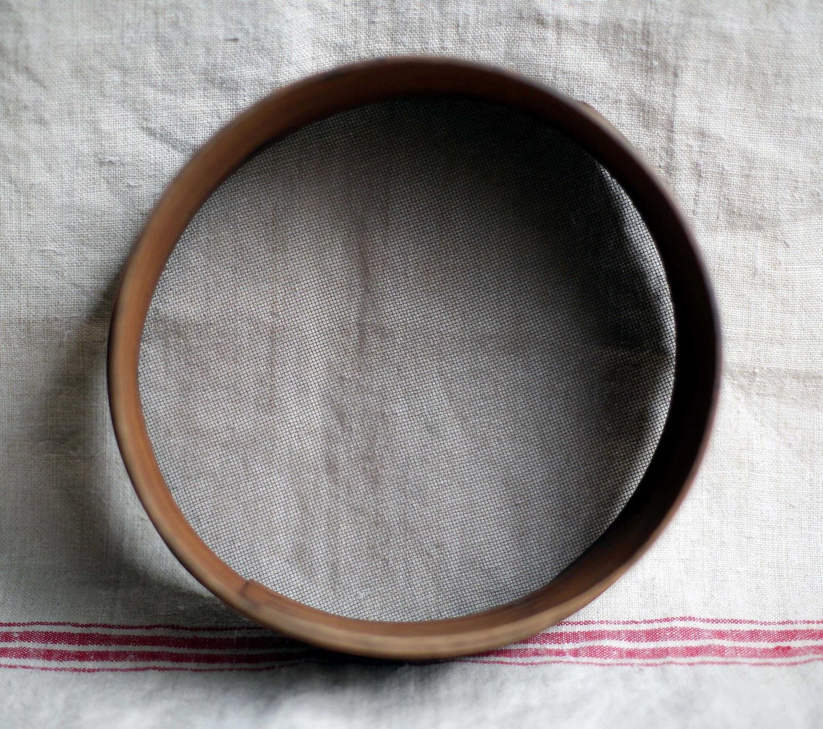 Antique French Wooden Sieve Bentwood Flour Round Dredger Kitchen Bakewear Sifter photo vinterior
